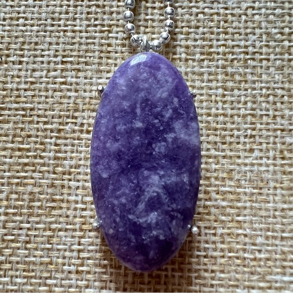 New Prong Set Purple Lepidolite Crystal Stone Pendant Necklace ecklace - Picture 5 of 5